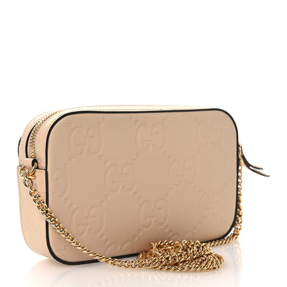 Gucci Calfskin GG Super Mini Debossed Chain Wallet Light Beige 3 of 10