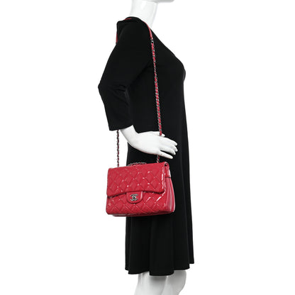 Chanel Patent Quilted Small Rock In Rome Single Flap Dark Pink 2 of 13