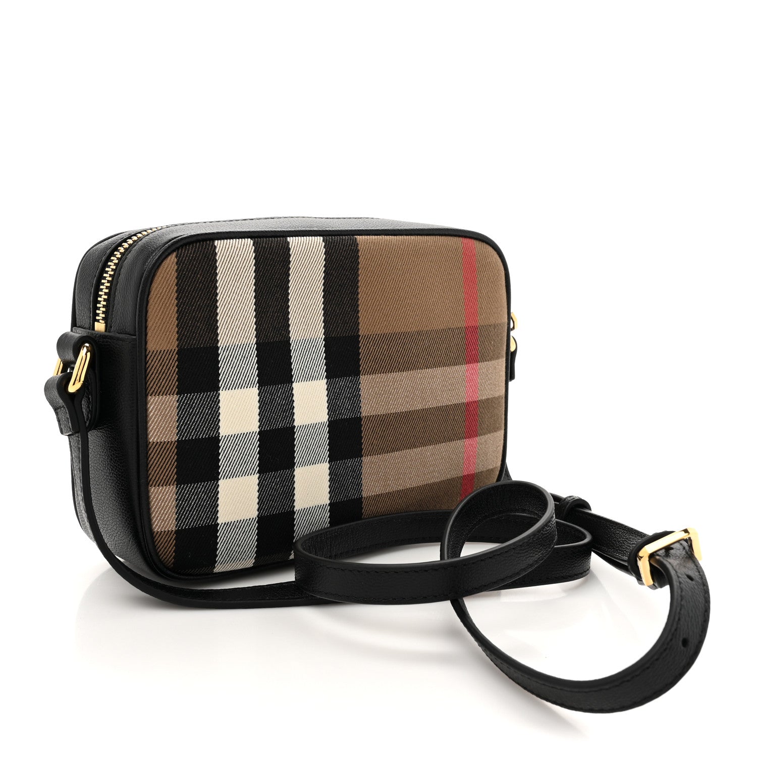 Burberry Giant Check Calfskin Small Camera Bag Black 3 of 9
