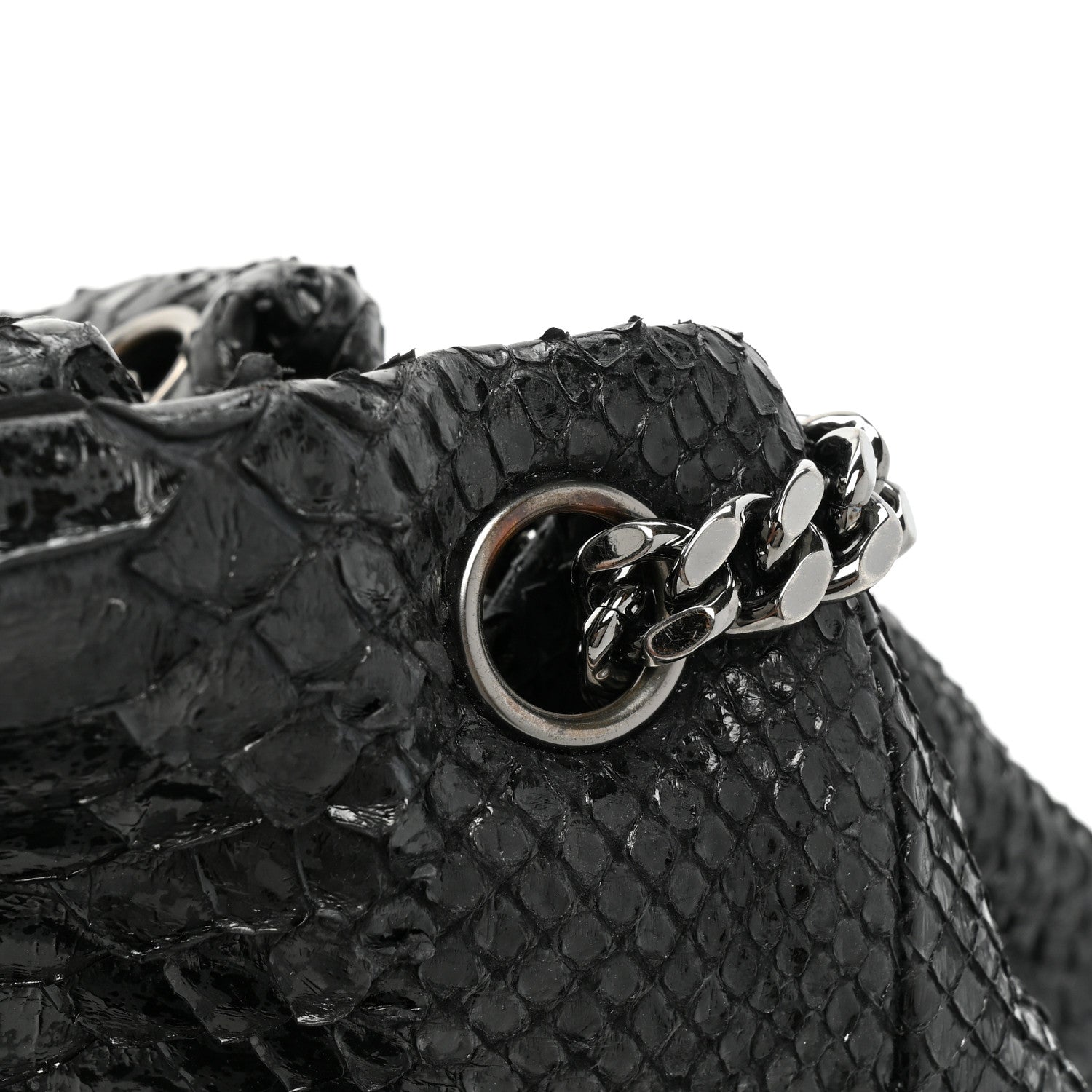Chanel Snakeskin Accordion Tote Black 14 of 15