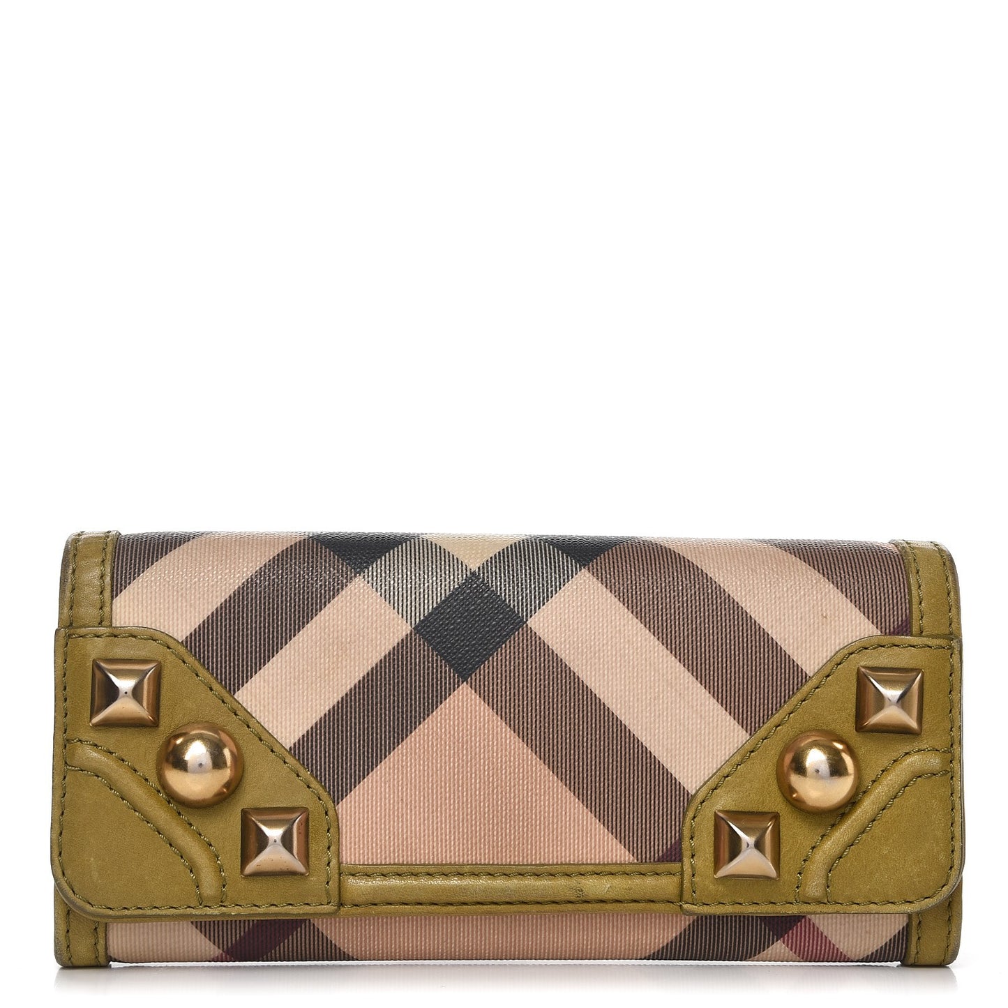 Nova Check Mega Stud Continental Wallet Green