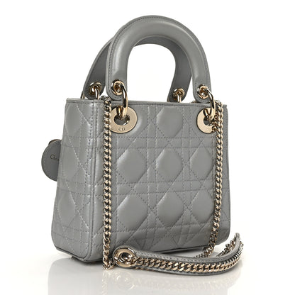 Christian Dior Metallic Lambskin Cannage Mini Lady Dior Grey 3 of 8