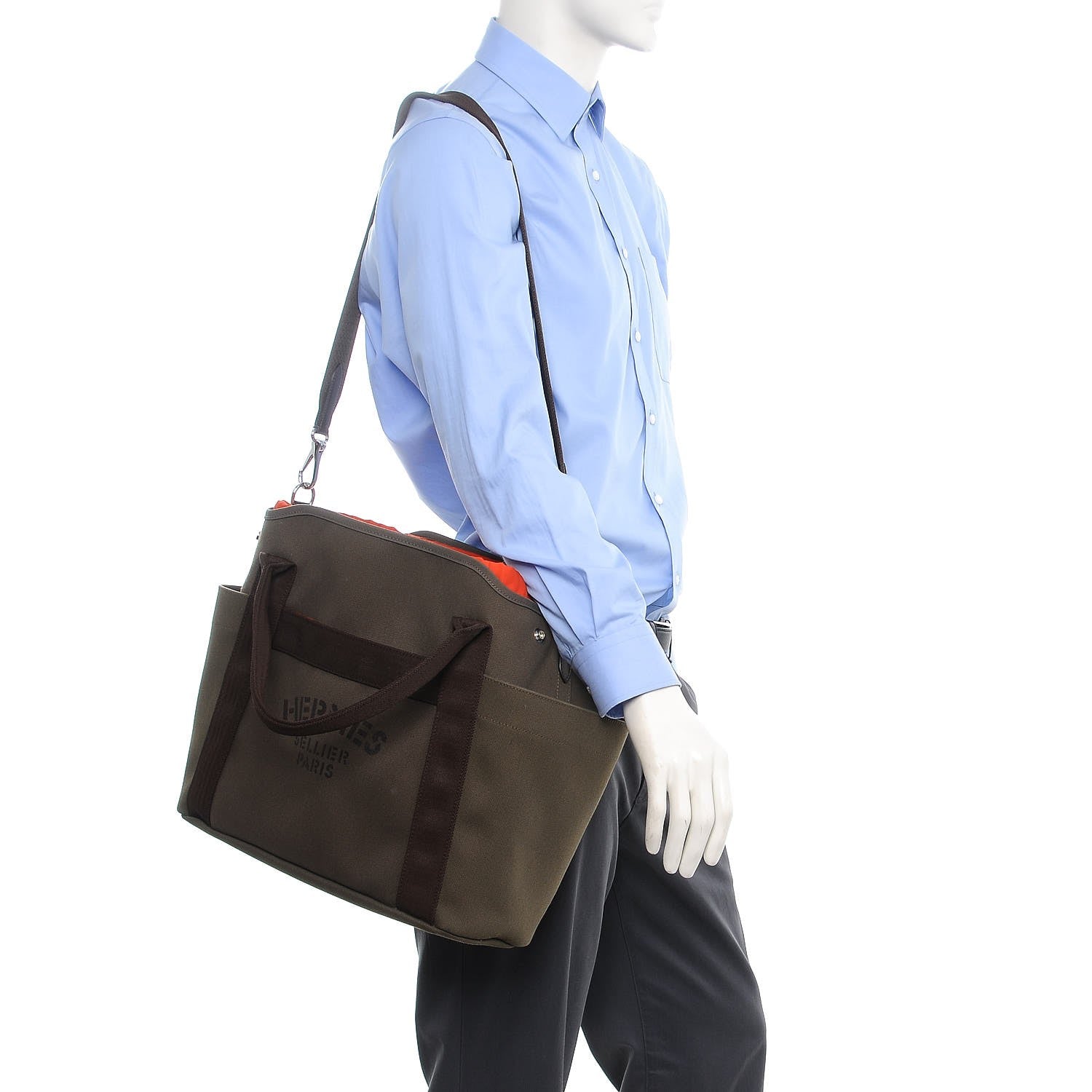 Hermes Toile Sac De Pansage Groom Kaki Feu 2 of 11