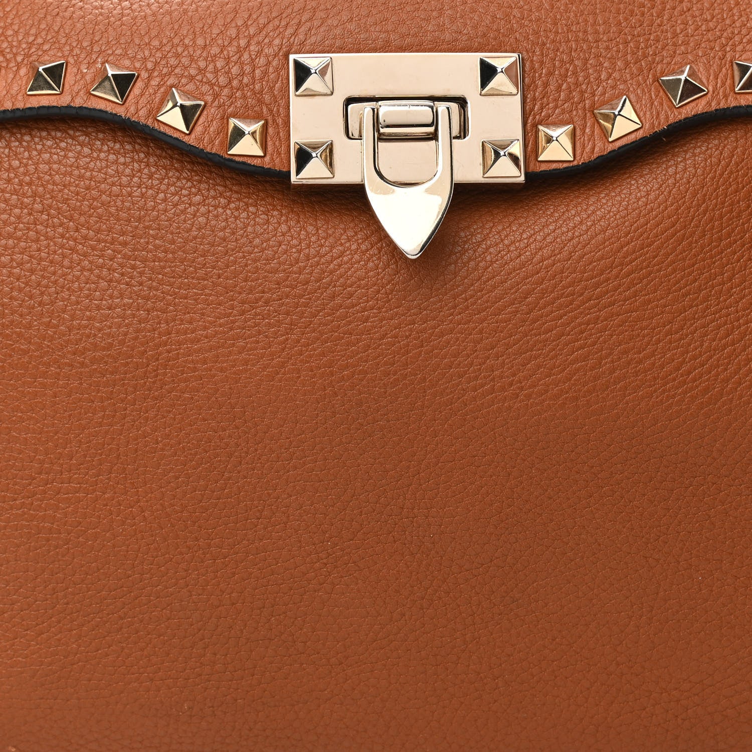 Valentino Garavani Pebbled Calfskin Rockstud Flip Lock Flap Messenger Satchel Light Cuir 7 of 10