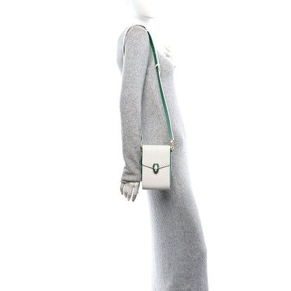 Bulgari X CASABLANCA Calfskin Serpenti Forever Apres Vertical Pochette Tennis Green White 3 of 10