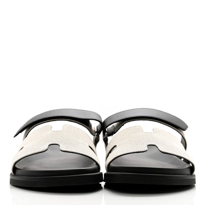 Hermes Toile De Coton Veau Lisse Mens Chypre Sandals 42 Prunoir 2 of 9