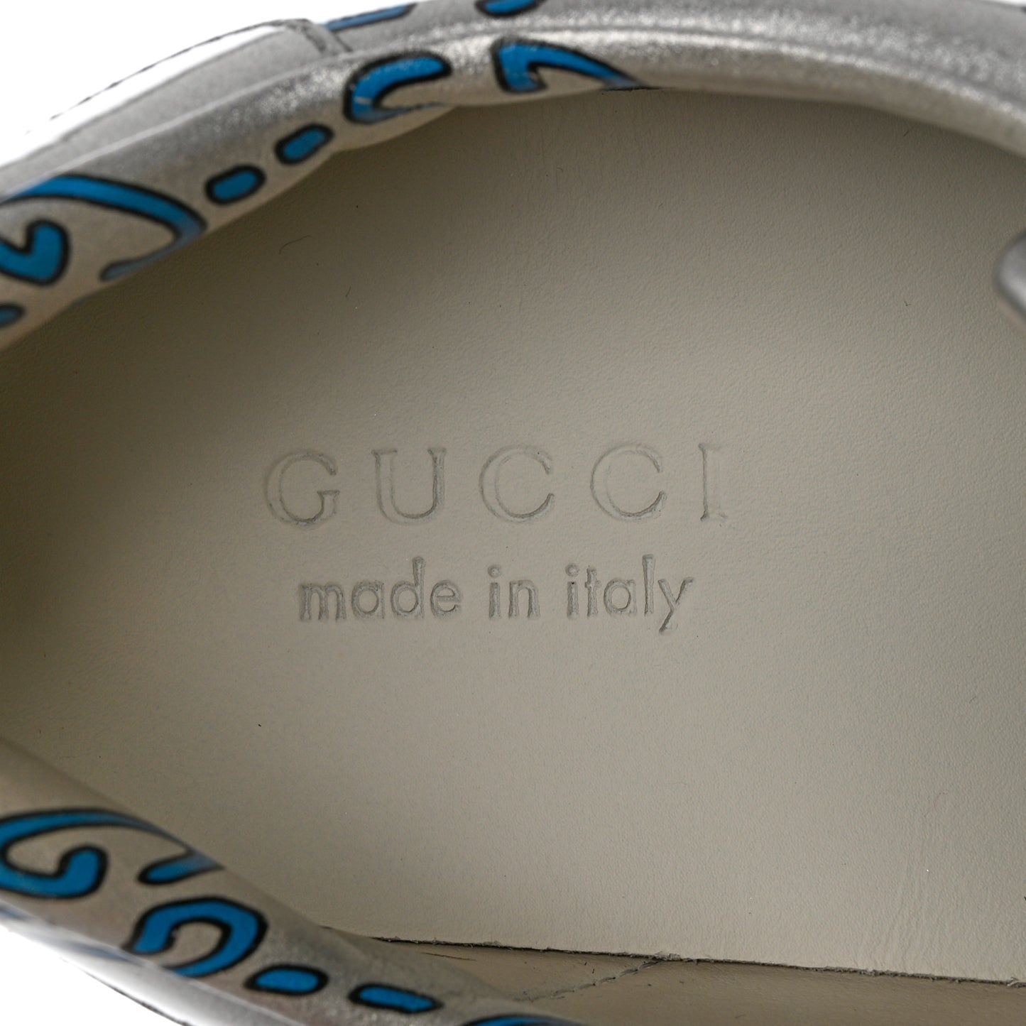 Miro Rubber Wax GucciGhost Print Mens New Ace Sneakers 10 Silver