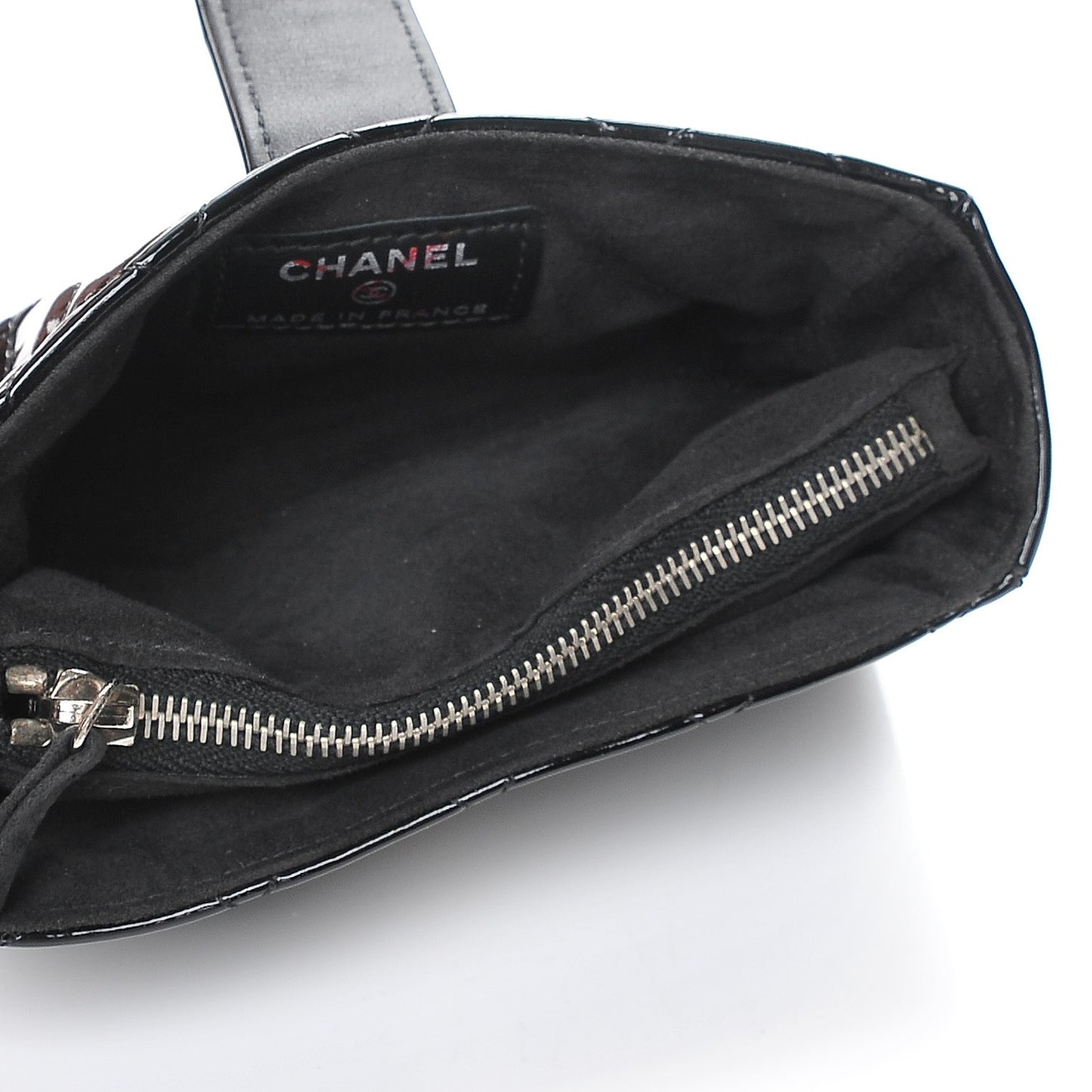 Patent Quilted Mini Phone Holder Clutch Black