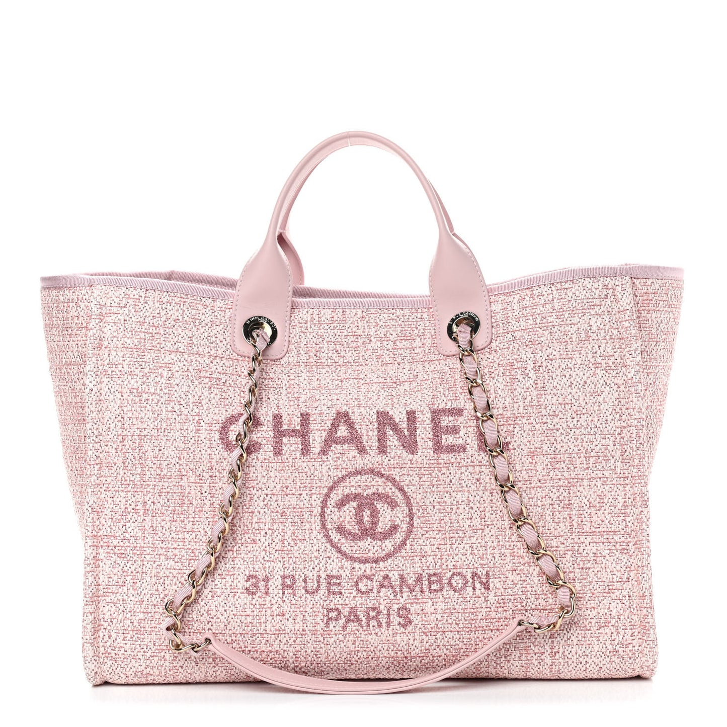 Lurex Boucle Deauville Medium Tote Pink
