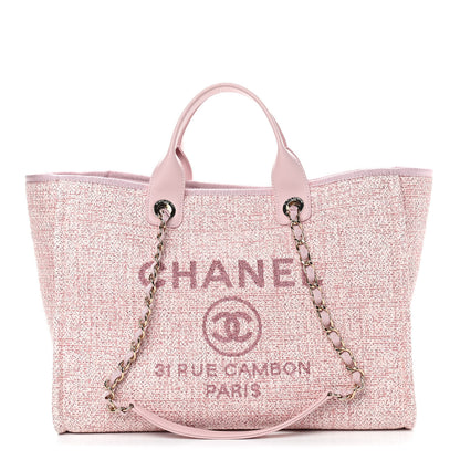 Chanel Lurex Boucle Deauville Medium Tote Pink 1 of 9
