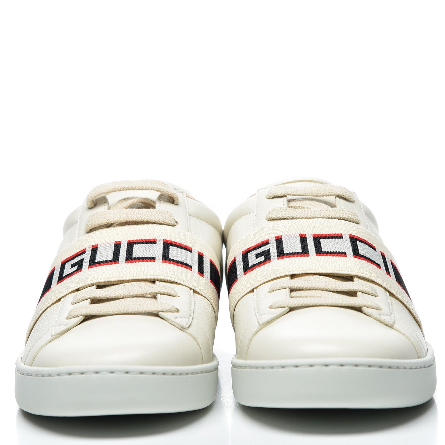 Gucci Calfskin Stripe Womens New Ace Sneakers 38.5 New Mystic White Ecru Red Flame 3 of 12