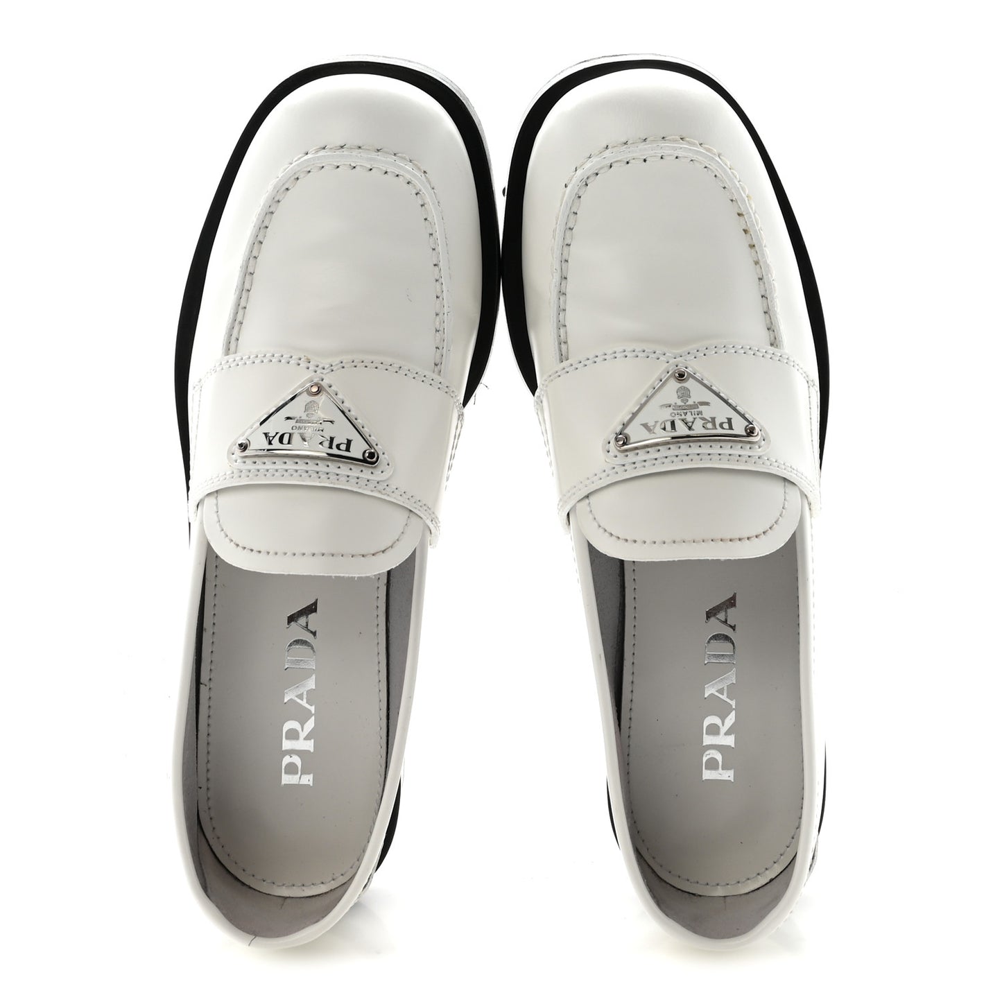 Spazzolato Metal Triangle Logo 20mm Loafers 39 White