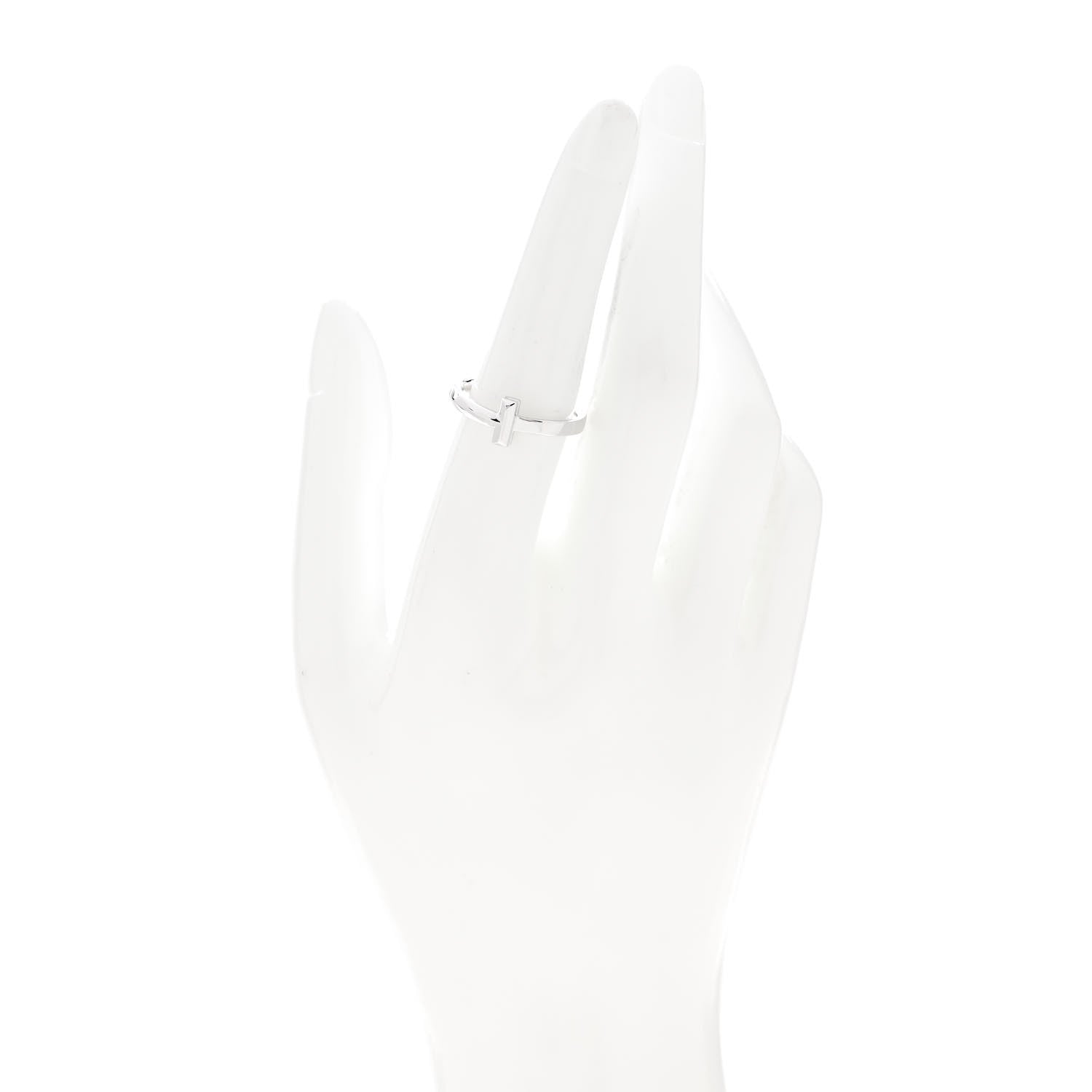 Tiffany 18K White Gold 2.5mm T T1 Ring 53 6.5 2 of 4