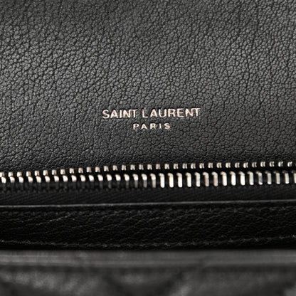 Saint Laurent Sheepskin Matelasse Chevron Monogram Medium College Bag Black 6 of 10