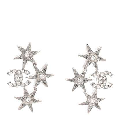 Chanel Crystal Star CC Earrings Silver 1 of 4