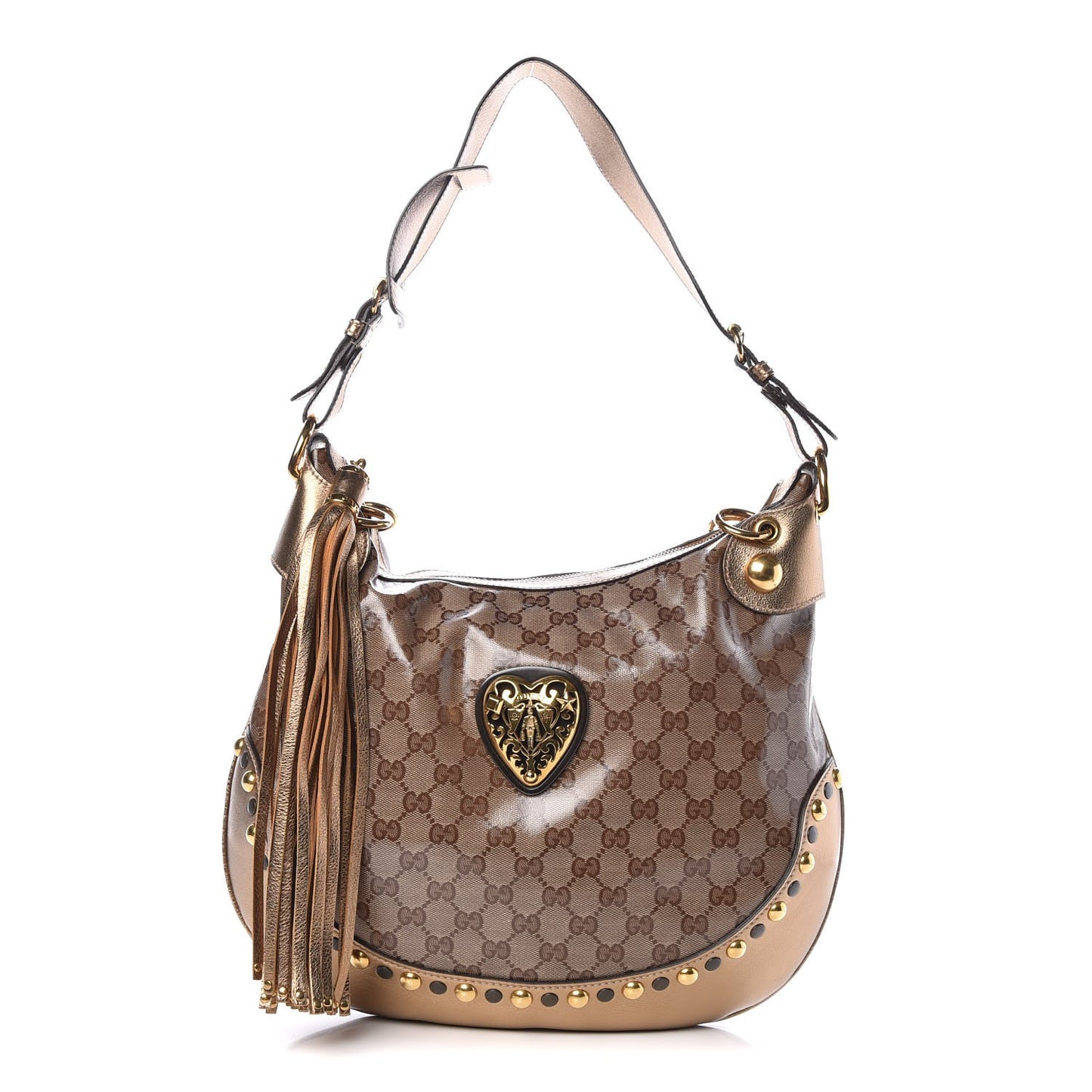 Crystal Monogram Babouska Hobo Gold