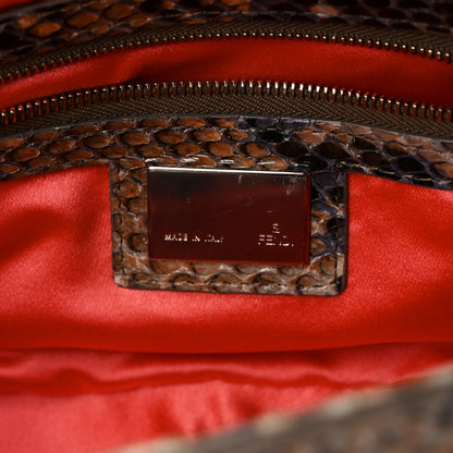 Fendi Raffia Snakeskin Baguette Beige 6 of 13