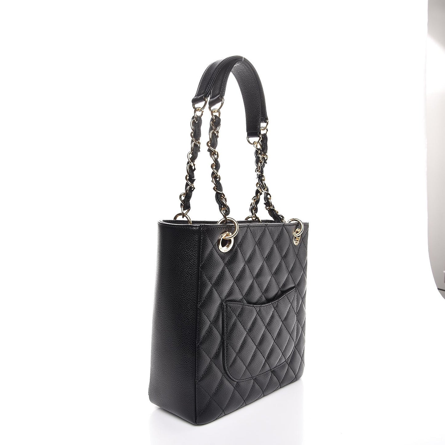 Caviar Quilted Petit Shopping Tote PST Black