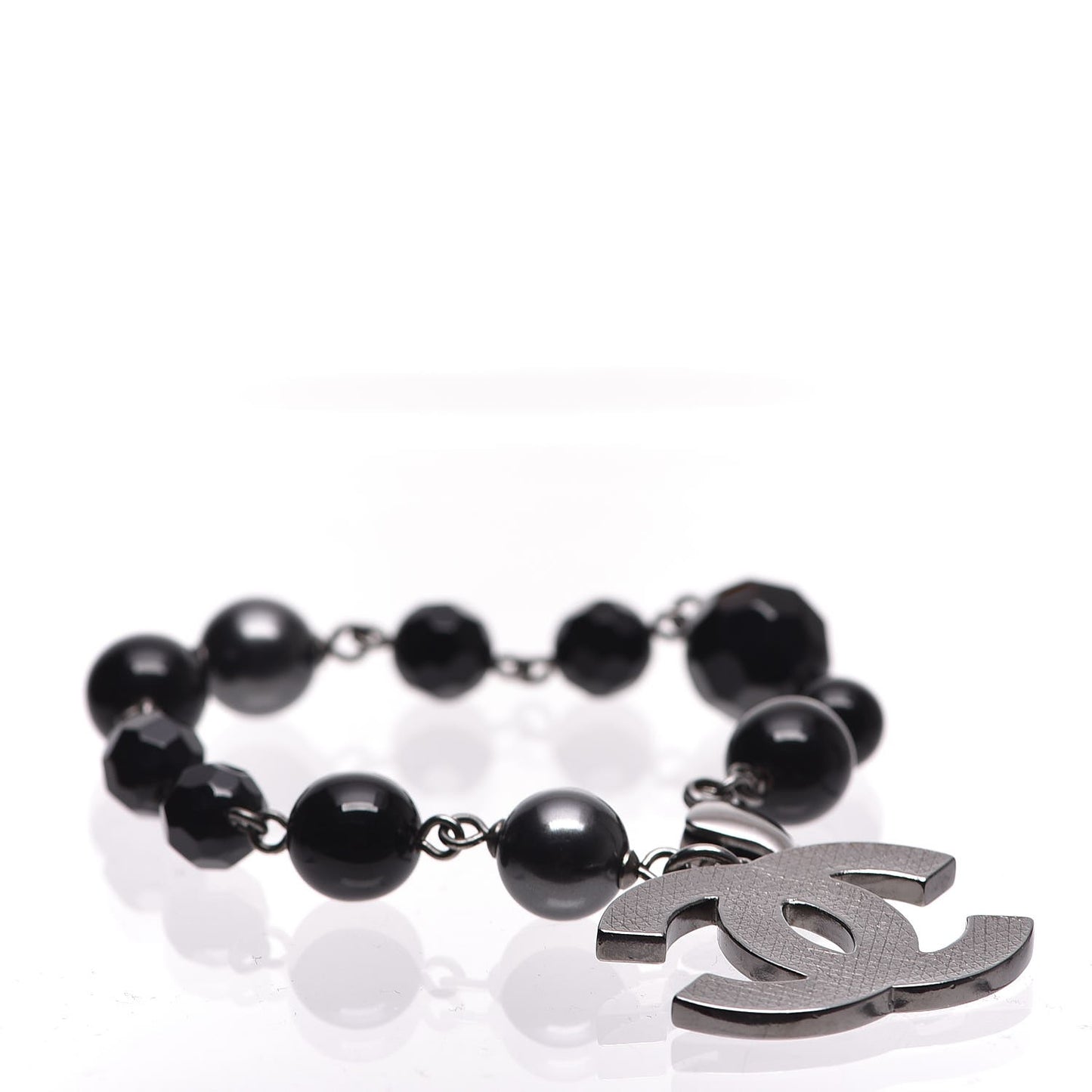 Ruthenium Bead CC Bracelet Black