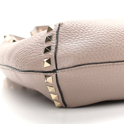 Valentino Garavani Pebbled Calfskin Small Rockstud Flip Lock Hobo Poudre 7 of 8