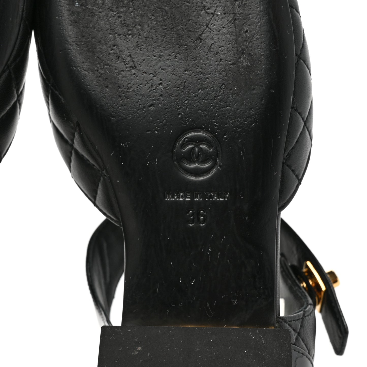 Patent Lambskin Quilted Cap Toe Ballerina Flats 36 Black