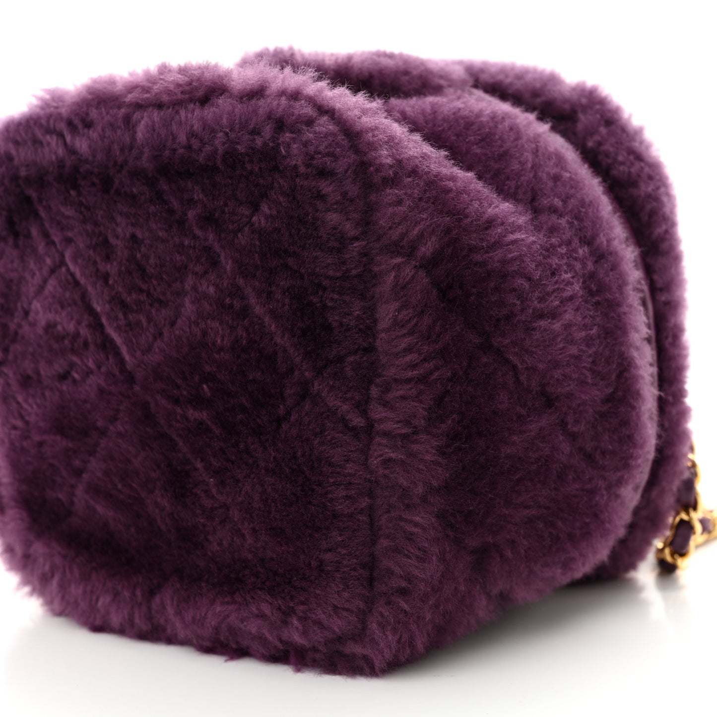 Shearling Lambskin Quilted Small Vanity Case Purple
