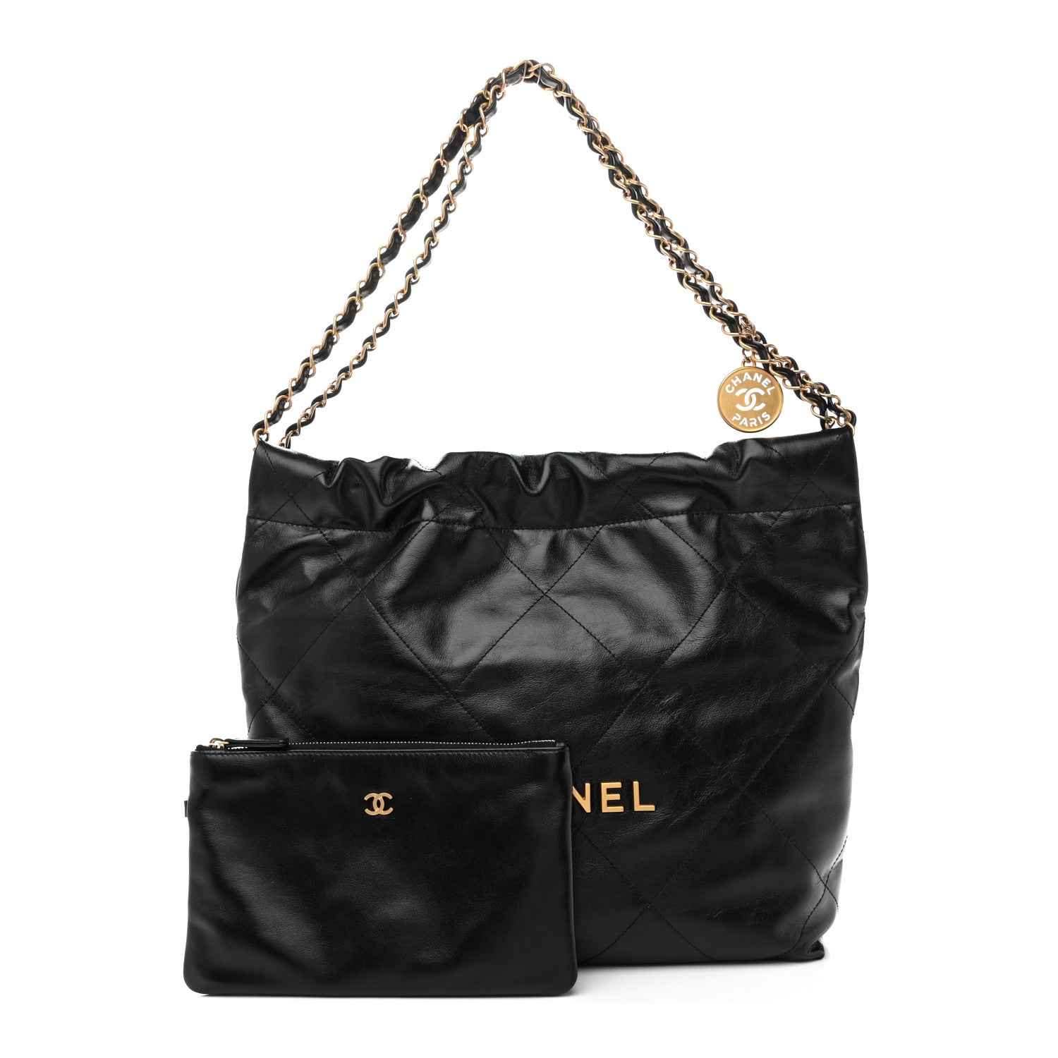 Chanel Shiny Calfskin Quilted Small Chanel 22 Black 3 of 11