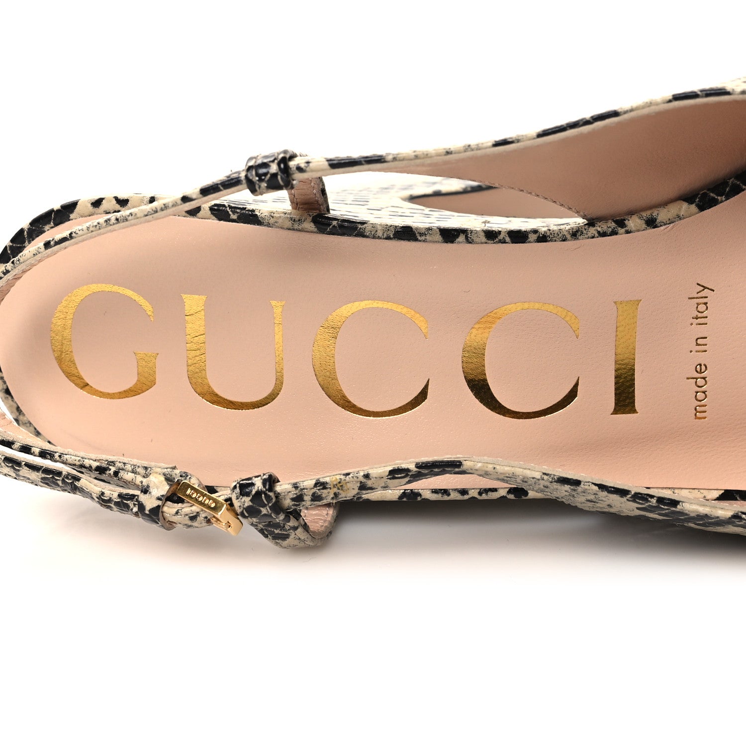 Gucci Calfskin Snakeskin Print Horsebit Platform 35/120mm Slingback Pumps 37.5 Beige Avana 7 of 9