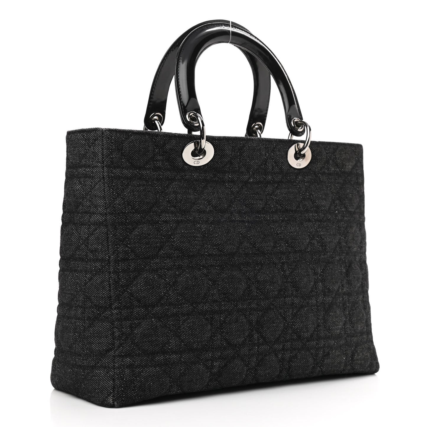 Denim Cannage Large Lady Dior Black