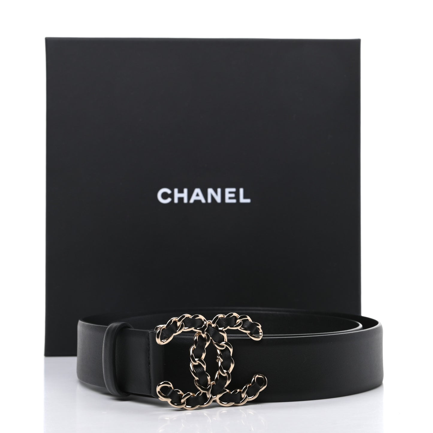 Lambskin CC Chain Belt 85 34 Black