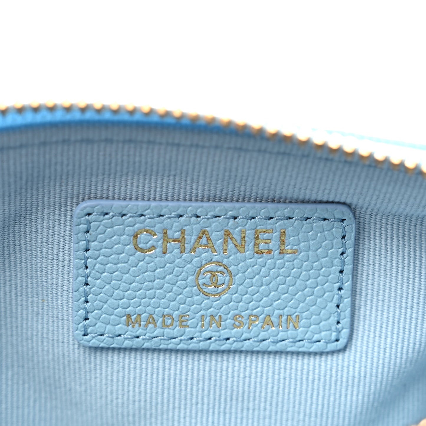 Caviar Quilted Small Cosmetic Case Light Blue