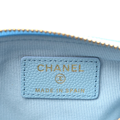 Chanel Caviar Quilted Small Cosmetic Case Light Blue 6 of 7