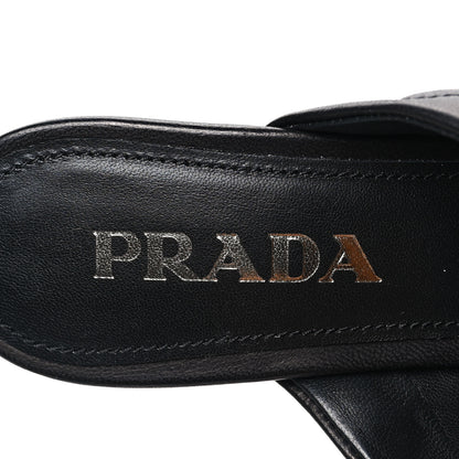 Prada Nappa Logo Quilted Crisscross 55mm Slide Sandals 35.5 Black 7 of 8