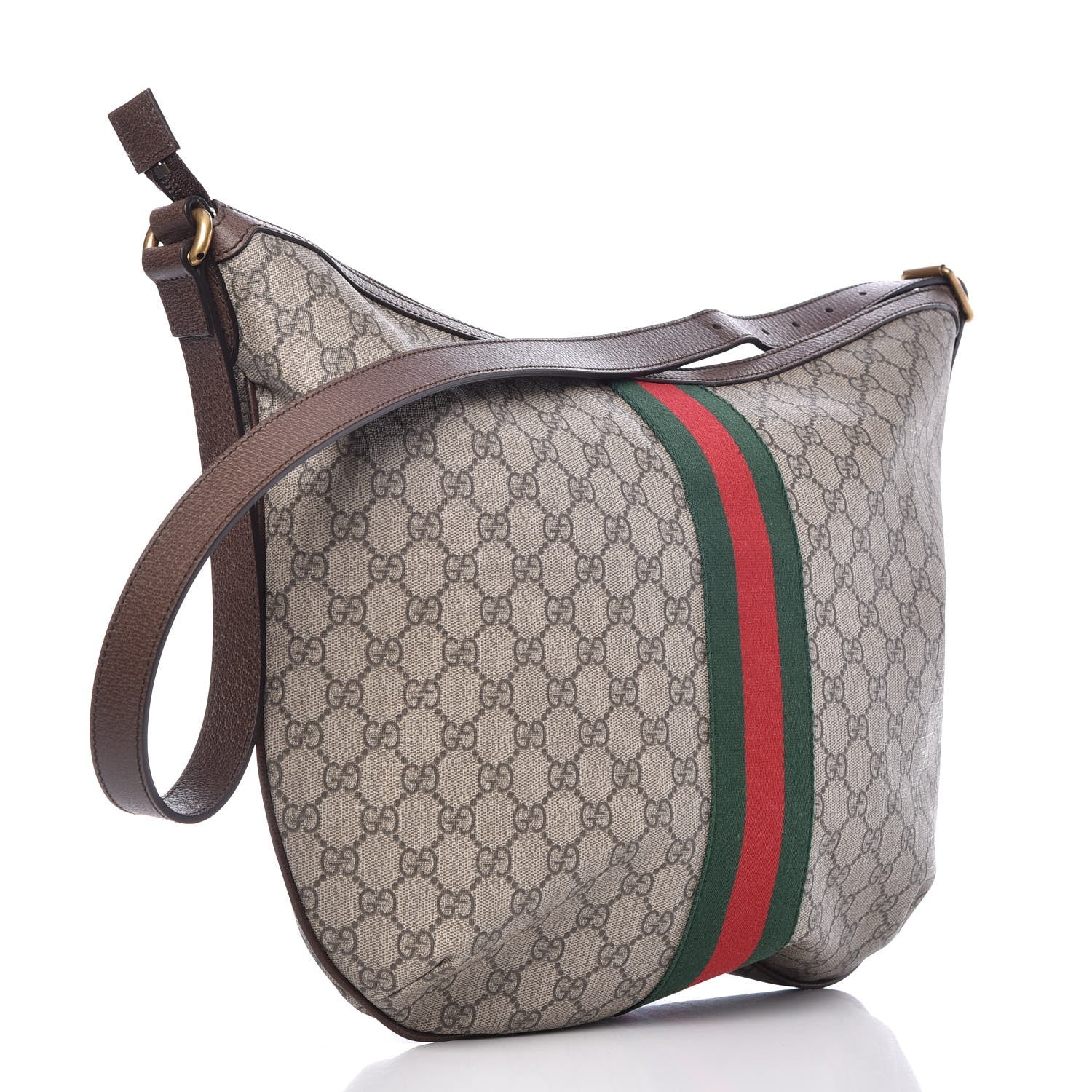 Gucci GG Supreme Monogram Web Ophidia Half Moon Hobo Brown 3 of 7