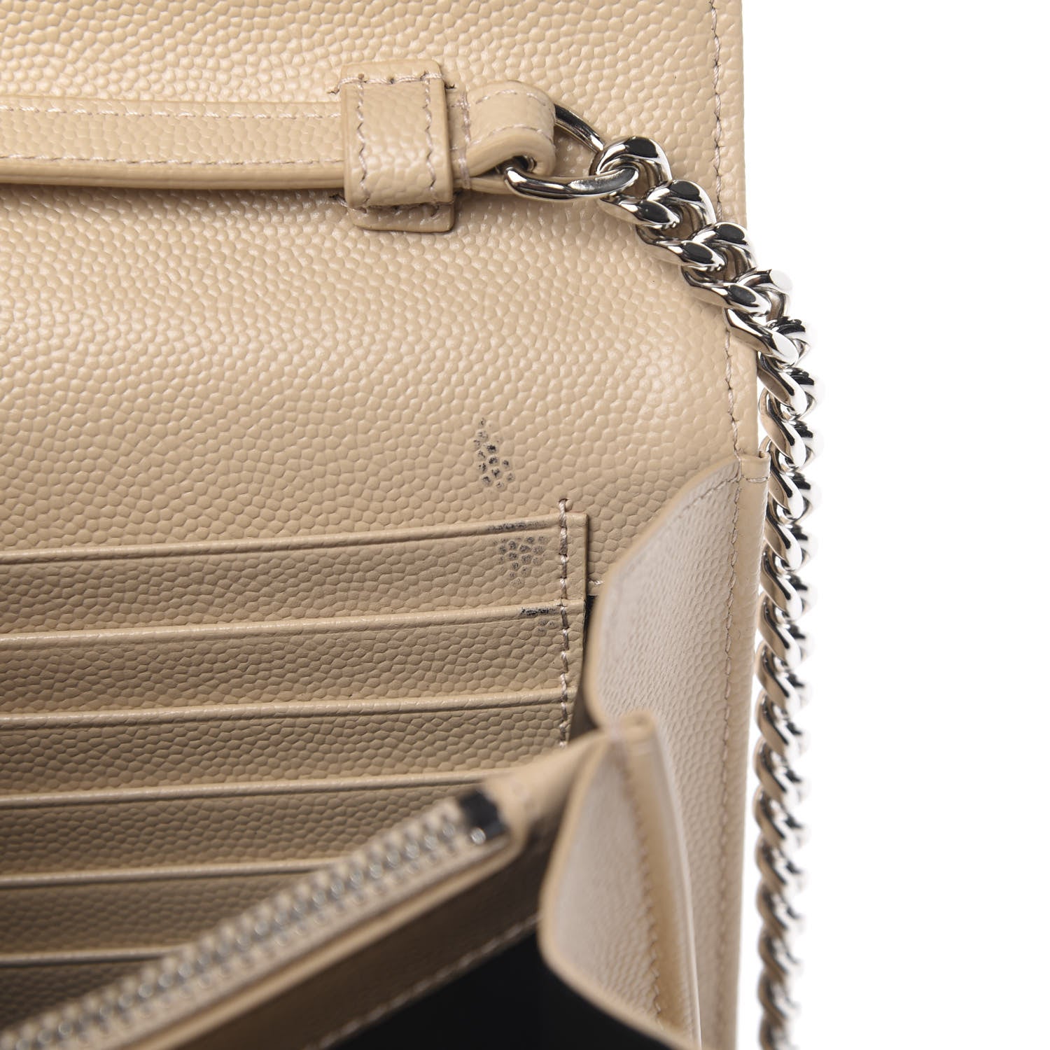 Saint Laurent Grain De Poudre Matelasse Chevron Monogram Chain Wallet Nude Powder 11 of 12