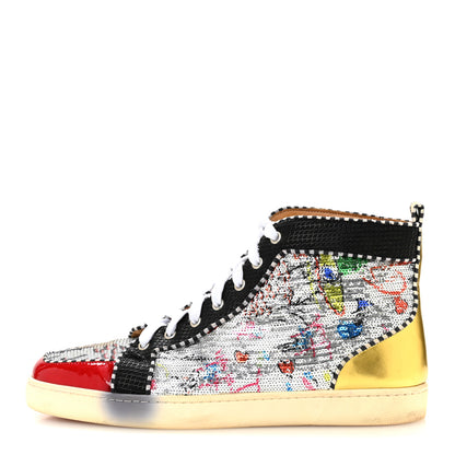 Christian Louboutin Patent Flash Paillettes Mens Rantus Orlato Sneakers 44 Version Silver 1 of 12