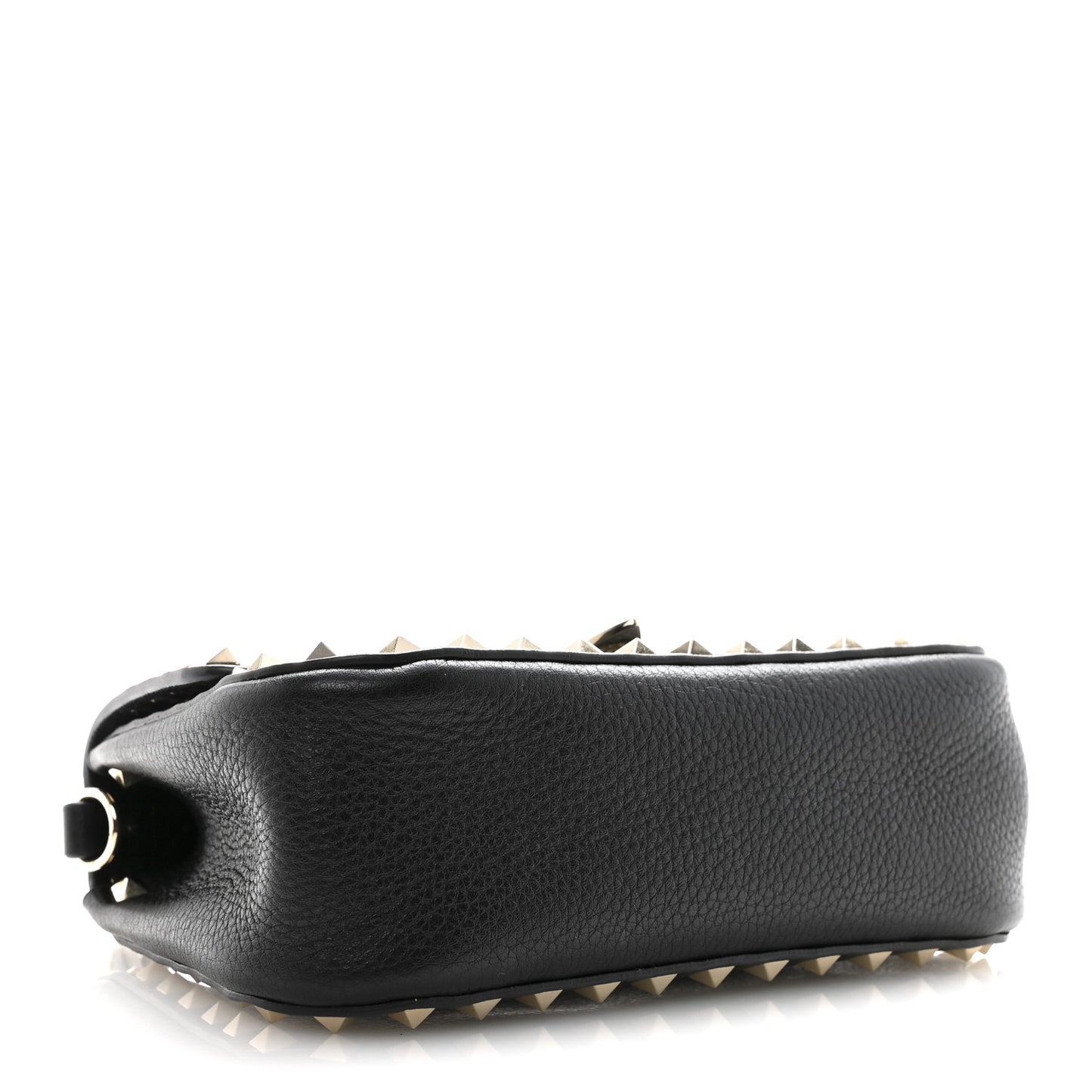 Grainy Calfskin Small Rockstud Top Handle Bag Black