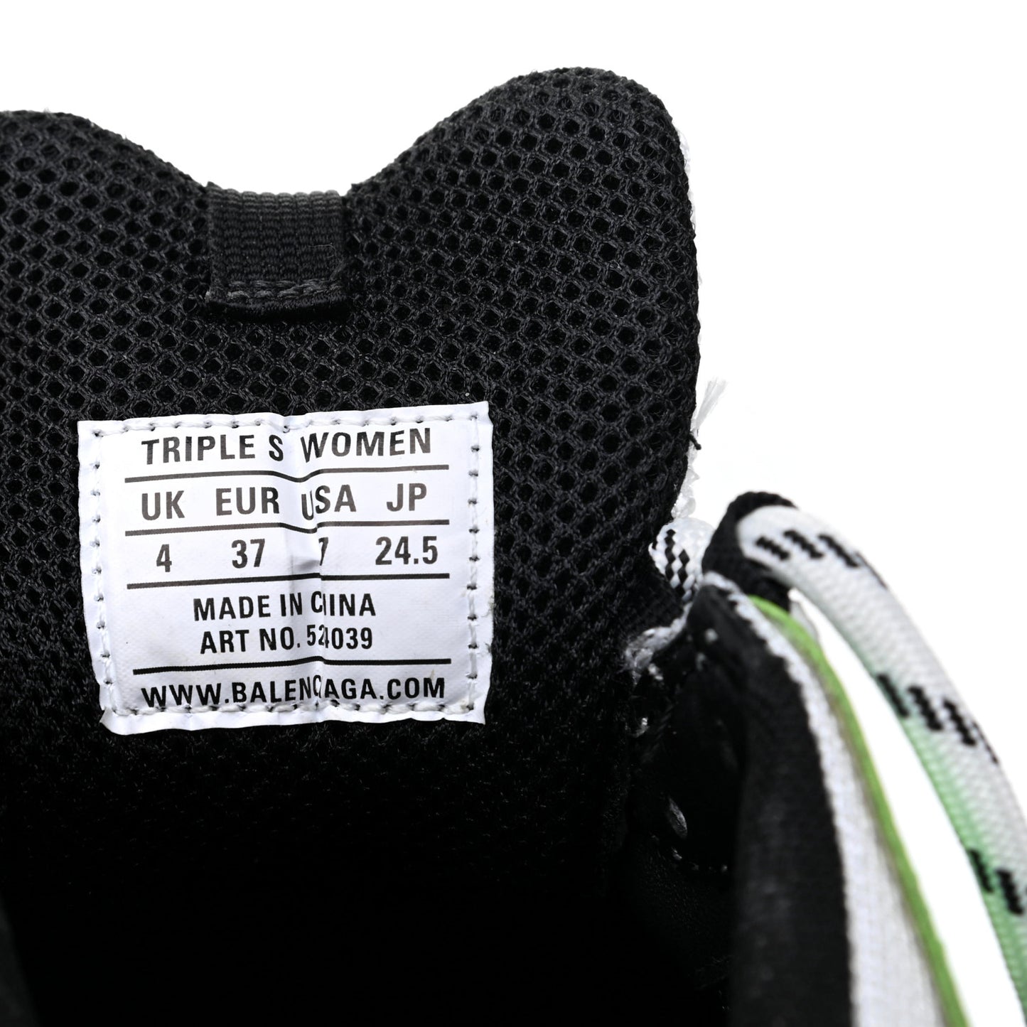 Fabric Mesh Womens Triple S Sneakers 37 White Green Fluo Black