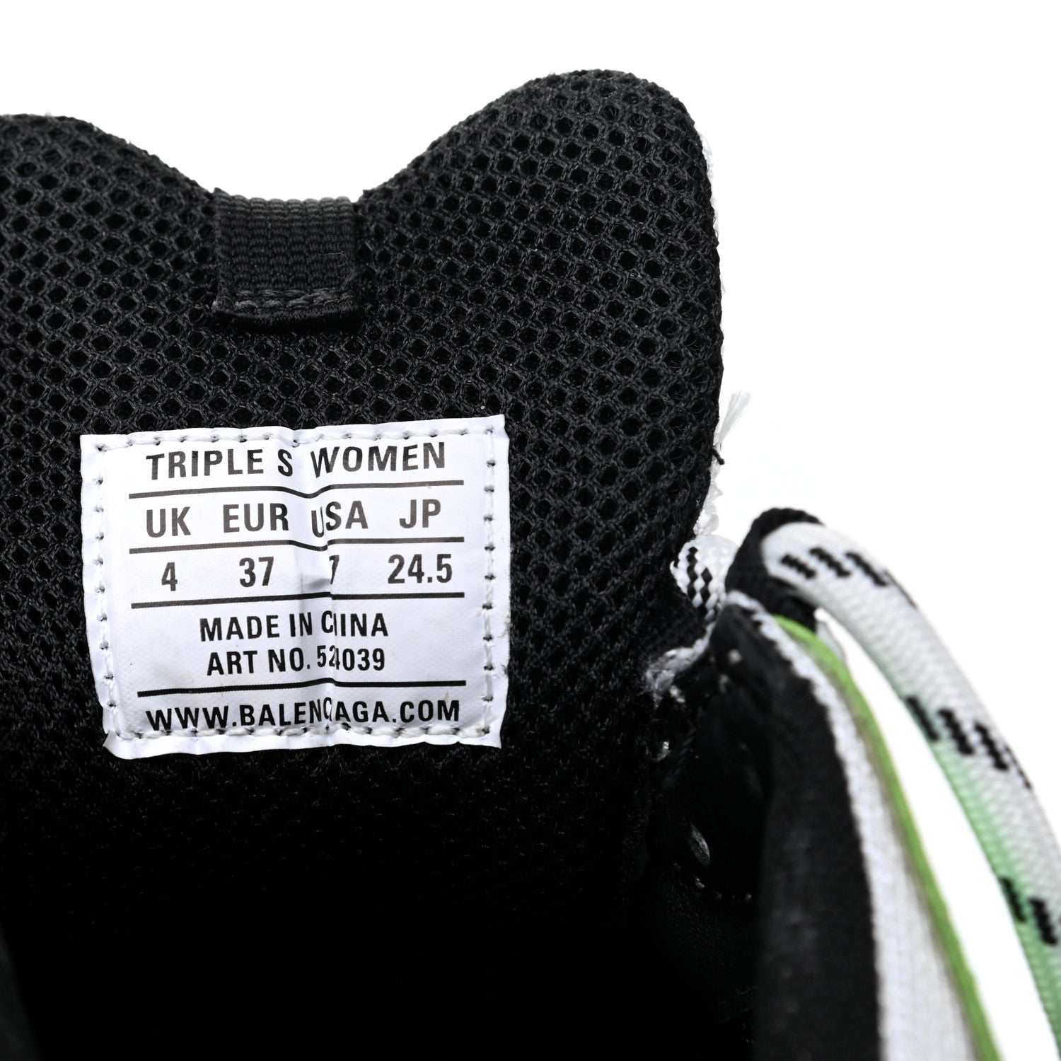 Balenciaga Fabric Mesh Womens Triple S Sneakers 37 White Green Fluo Black 6 of 13