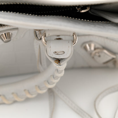 Balenciaga Matte Supple Lambskin Crocodile Embossed Classic Silver Hardware S City White 12 of 16