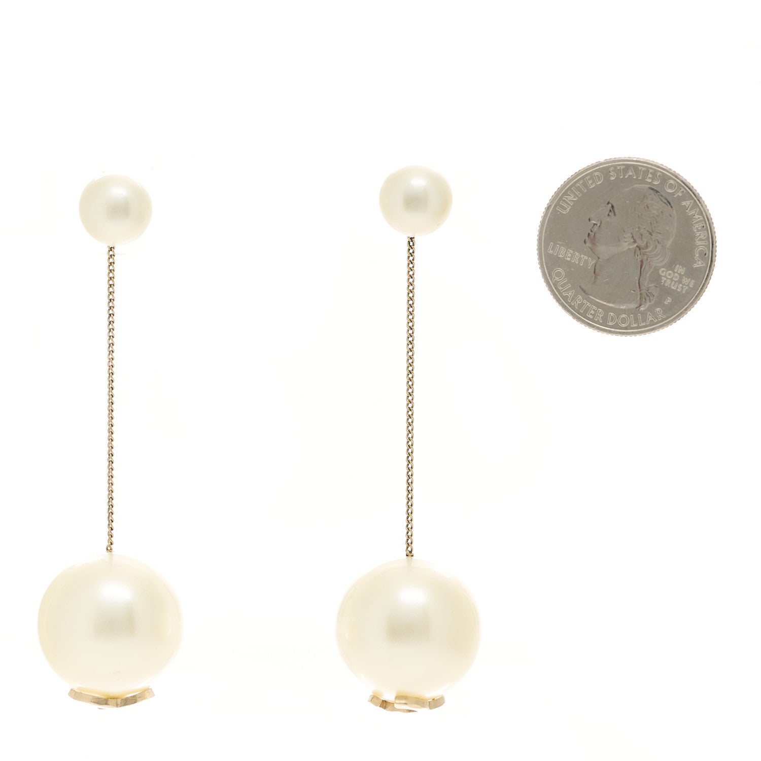 Chanel Pearl CC Chain Drop Earrings Gold 2 of 8