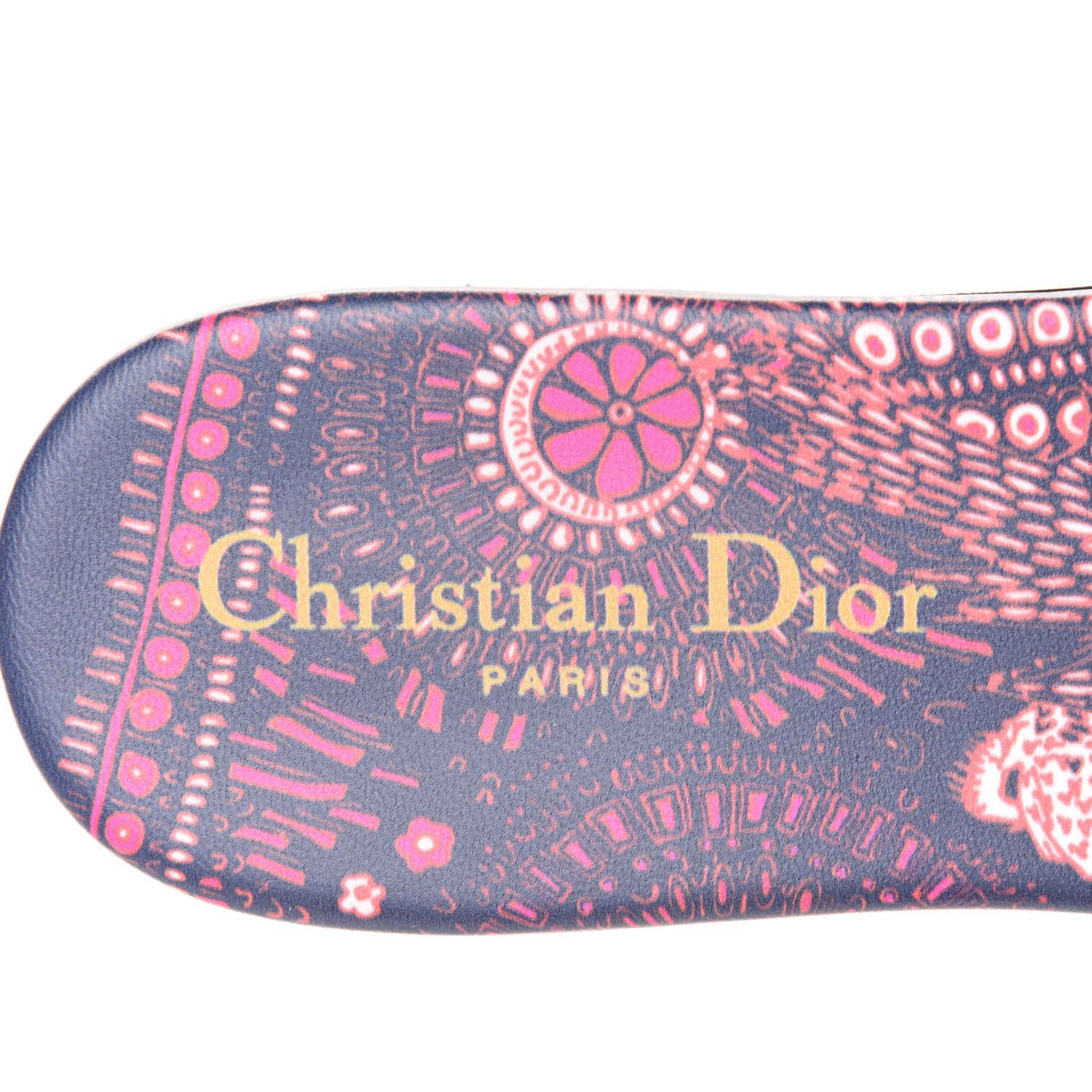 Christian Dior Canvas Embroidered Animals Dway Mules Slide Sandals 38.5 Deep Blue Fuchsia 7 of 10
