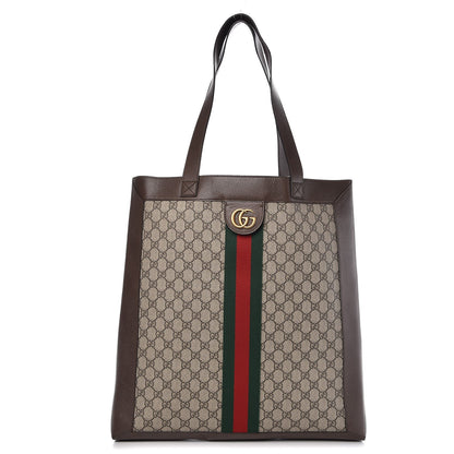 Gucci GG Supreme Monogram Web Large Ophidia Vertical Shopping Tote Brown 1 of 9
