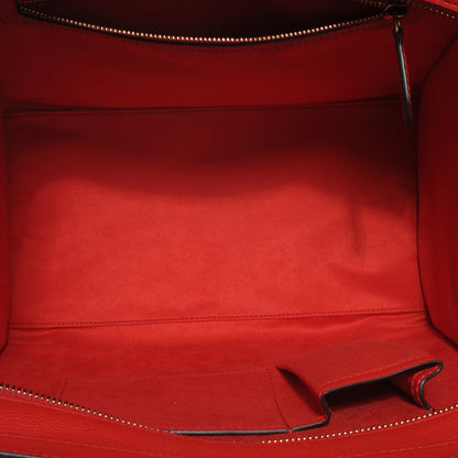 Celine Drummed Calfskin Mini Luggage Coquelicot 5 of 9