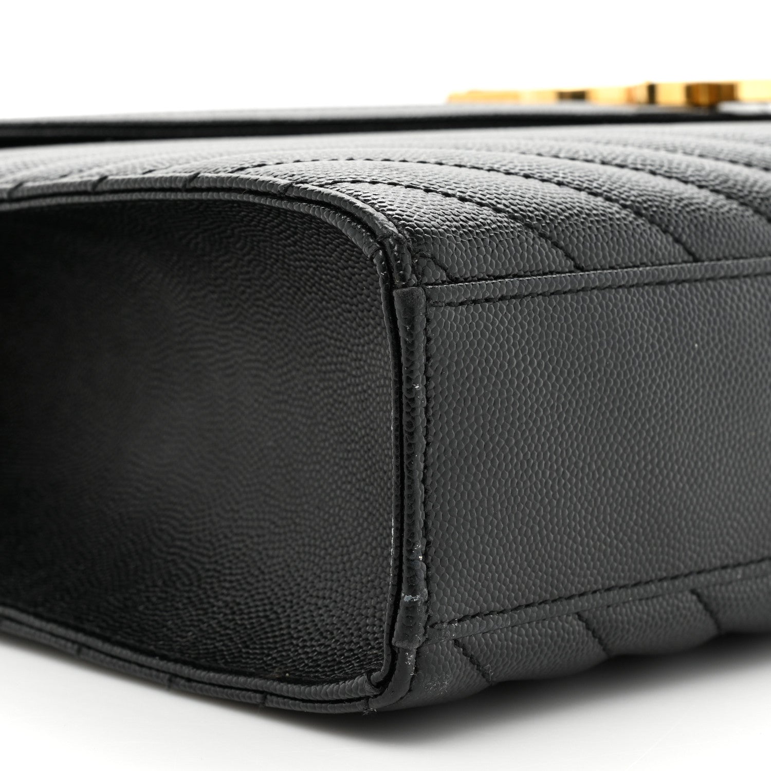 Saint Laurent Grain De Poudre Matelasse Chevron Large Monogram Satchel Black 9 of 15