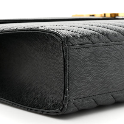 Saint Laurent Grain De Poudre Matelasse Chevron Large Monogram Satchel Black 9 of 15