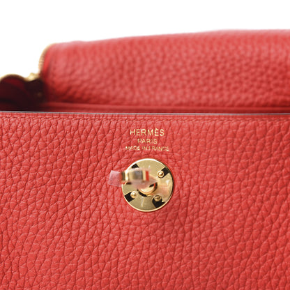 Hermes Taurillon Clemence Mini Lindy 20 Rouge De Coeur 7 of 9