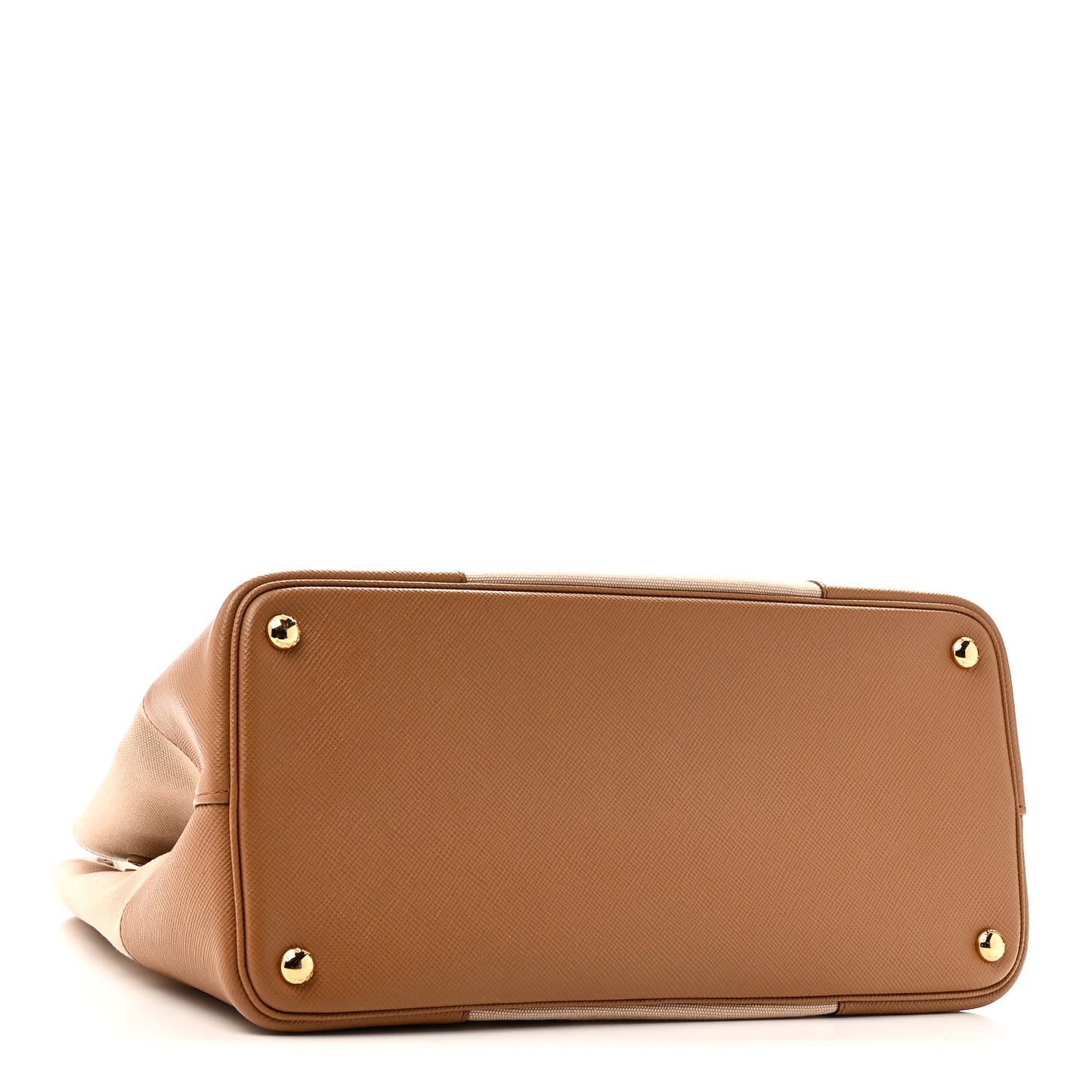 Canvas Saffiano Cuir Calfskin Top Handle Tote Beige