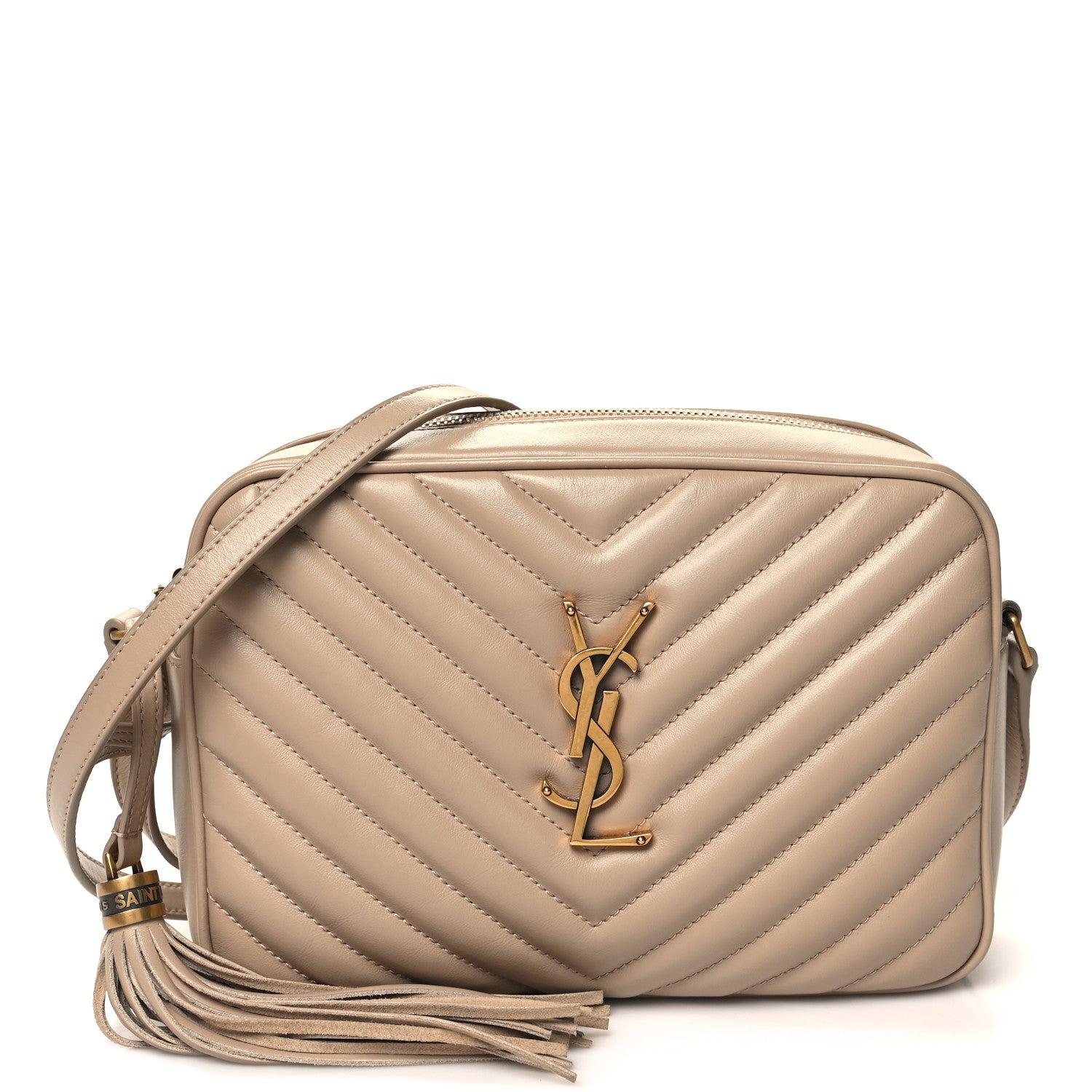 Saint Laurent Calfskin Matelasse Monogram Lou Camera Bag Dark Beige 1 of 10