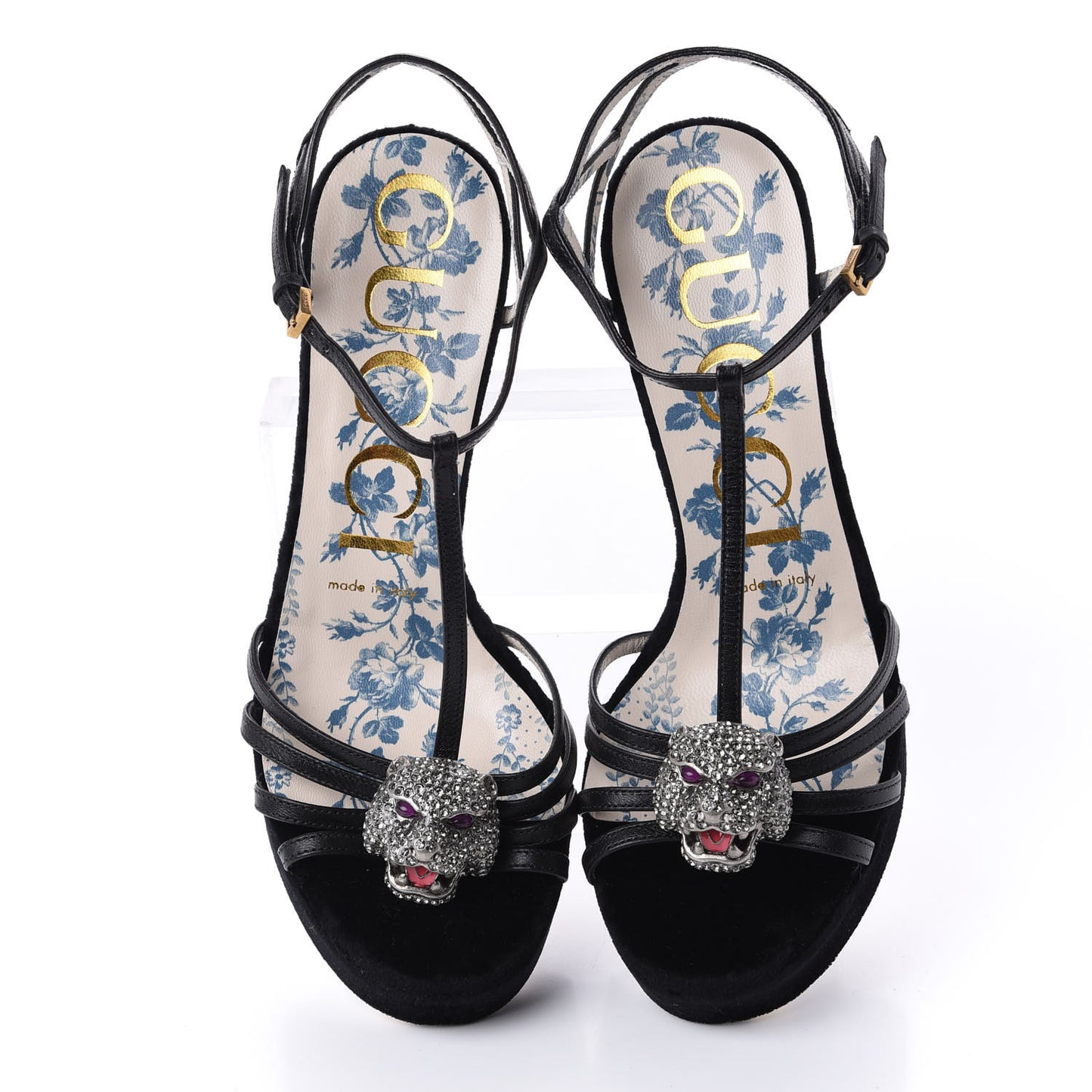 Velvet Malaga Kid Elias T-Strap Platform High Heel Sandals 36.5 Black